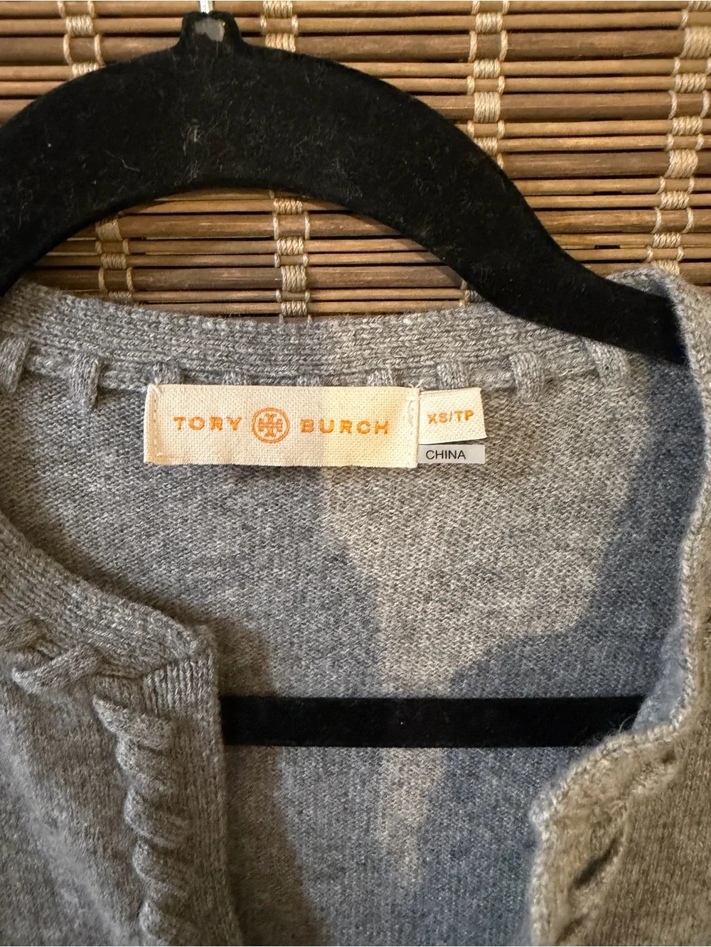 Tory Burch 100% Cashmere Heather Gray V-Neck Sweater with Pockets